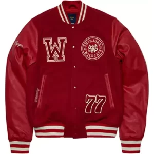 W Logo 77 Red Letterman Vintage Varsity Jacket
