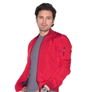 Sebastian Stan Red Bomber Jacket