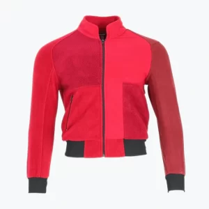 14 Light and Dark Red Colorblock Bomber Jacket