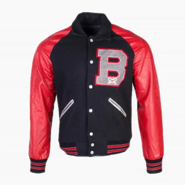 B Letter Black Red Vintage Varsity Jacket
