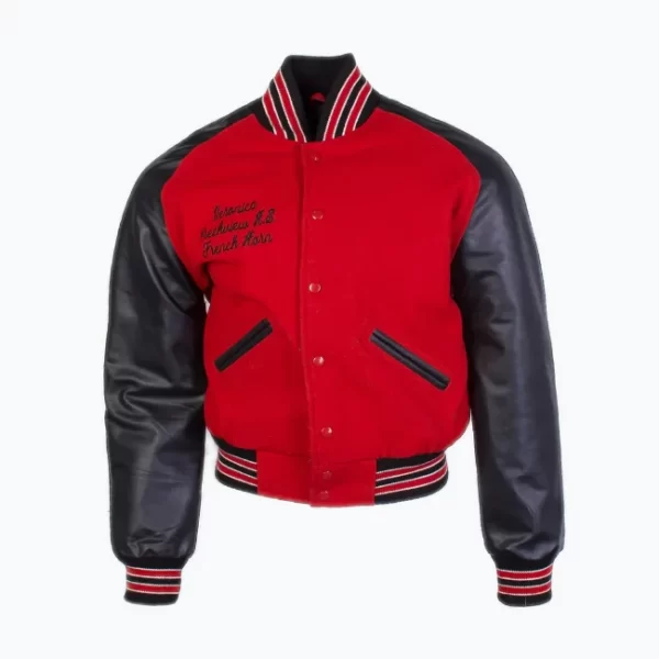 French Horn Red Vintage Varsity Letterman Jacket
