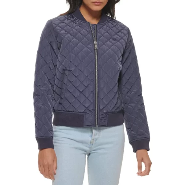 Womens Odyssey Grey Quilted Bomber Jacket