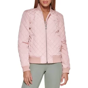 Womens Rose Mist Quilted Bomber Jacket