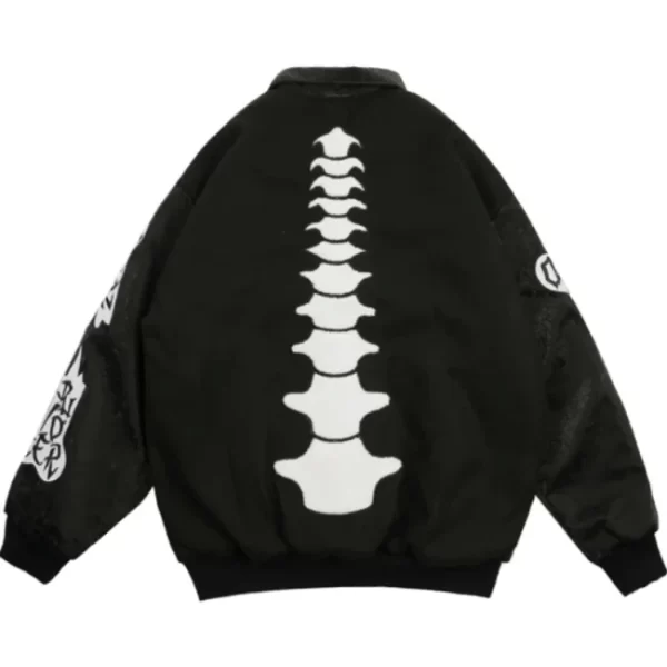 Back Bone Broken Bones Black Varsity Jacket
