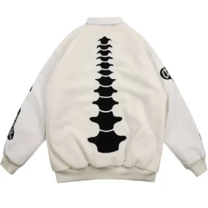 Back Bone White Varsity Jacket