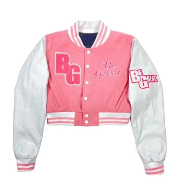 Be Great Pink White Varsity Jacket