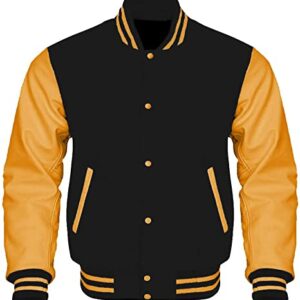 Black Gold Letterman Varsity Jacket