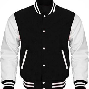 Black White Letterman Varsity Jacket