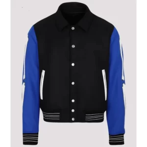 Black and Blue Bones Varsity Jacket