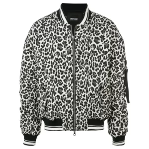 Black and White Snow Leopard Bomber Jacket