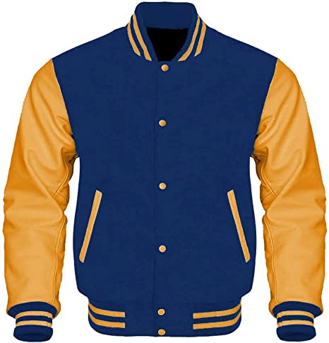 Blue Gold Letterman Varsity Jacket