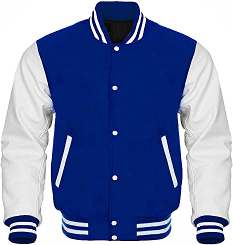 Blue White Letterman Varsity Jacket