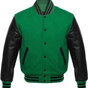 Green Black Letterman Varsity Jacket