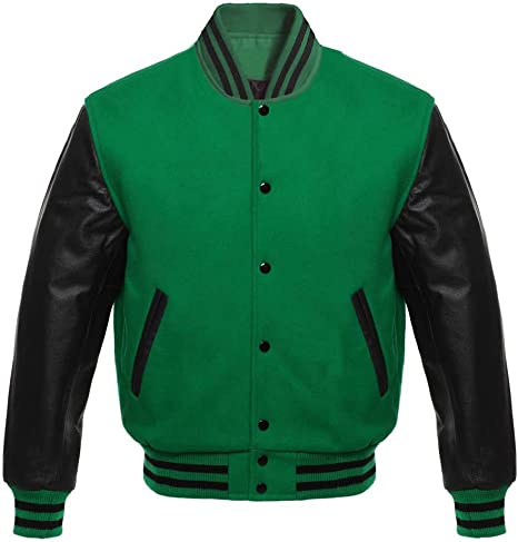 Green Black Letterman Varsity Jacket