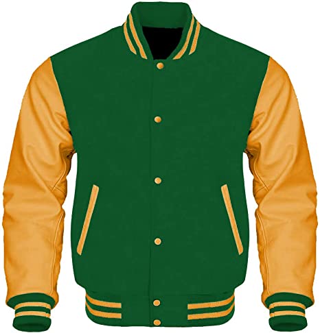 Green Gold Letterman Varsity Jacket