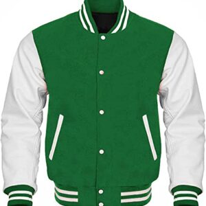 Green White Letterman Varsity Jacket