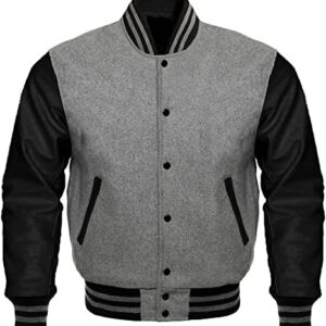 Grey Black Letterman Varsity Jacket