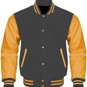 Grey Gold Letterman Varsity Jacket