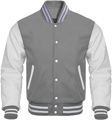 Grey White Letterman Varsity Jacket