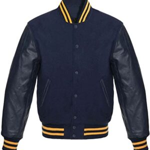Navy Orange Cream Letterman Varsity Jacket