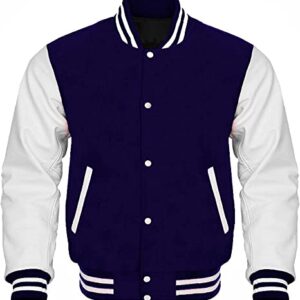 Navy White Letterman Varsity Jacket