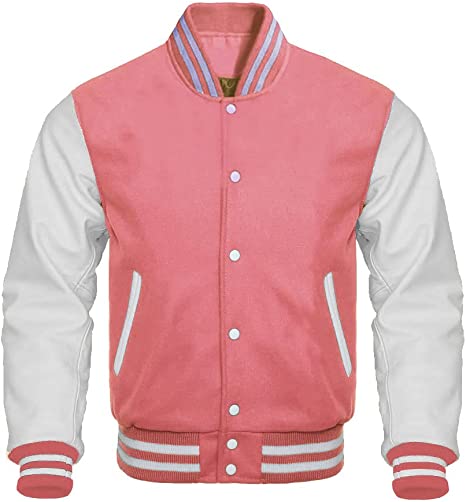 Pink White Letterman Varsity Jacket
