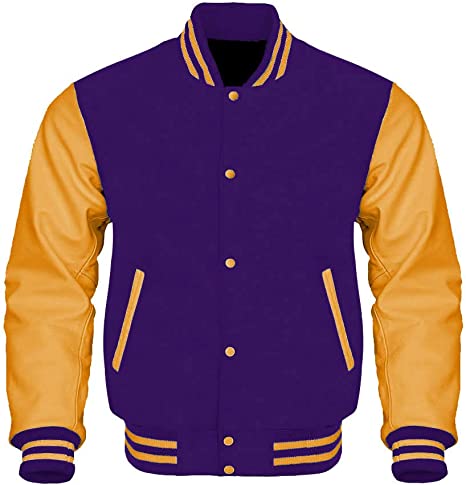 Purple Gold Letterman Varsity Jacket