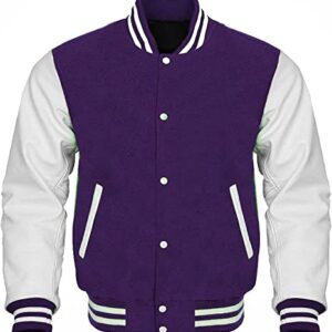 Purple White Letterman Varsity Jacket
