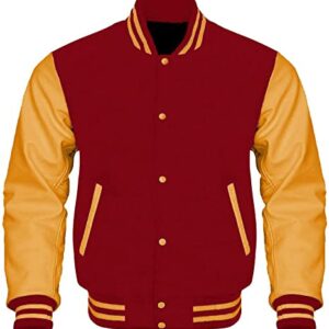 Red Gold Letterman Varsity Jacket