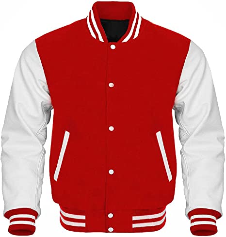 Red White Letterman Varsity Jacket
