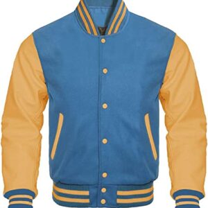 Baby Blue Gold Letterman Varsity Jacket