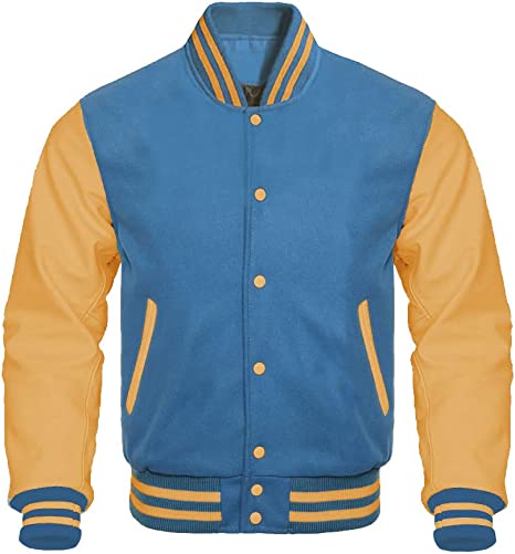 Baby Blue Gold Letterman Varsity Jacket
