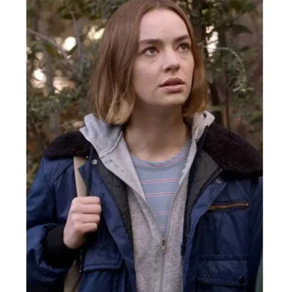 Atypical S4 Casey Blue Fur Collar Bomber Jacket
