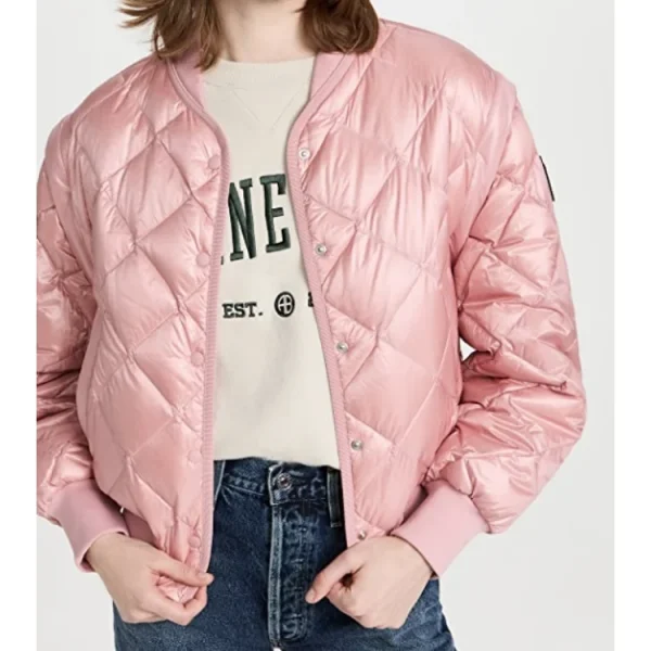 FBI S4 E21 Kayla Pink Quilted Bomber Jacket