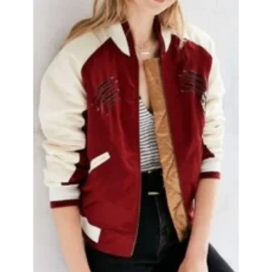 13 Reasons Why S2 E1 Jessica Davis Red Embroidered Bomber Jacket