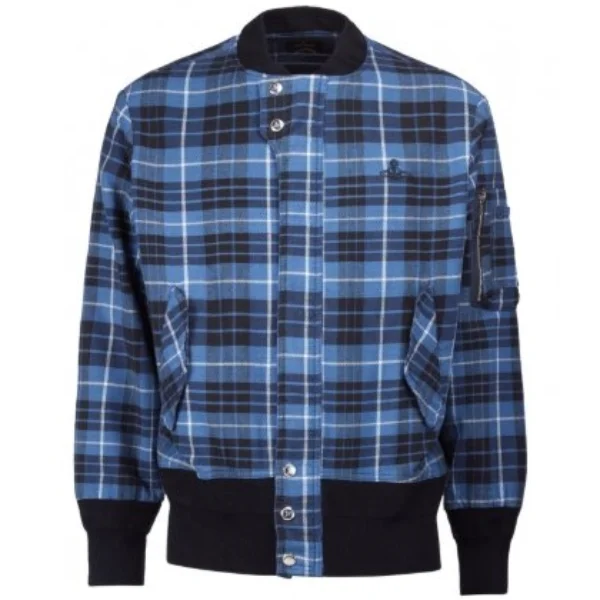 13 Reasons Why S2 E1 Ryan Shaver Blue Plaid Bomber Jacket crop