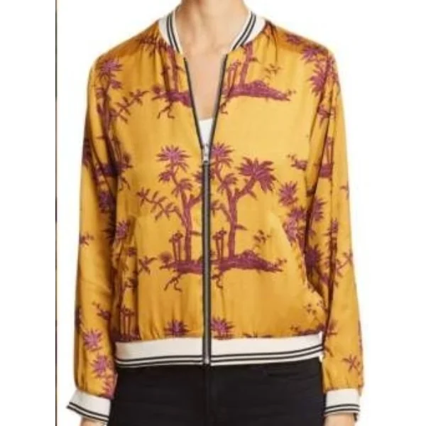 All American S3 E4 Olivia Palm Bomber Jacket crop