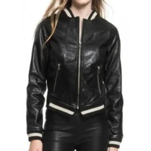 Dare Me S1 E3 Colette French Black Leather Bomber Jacket