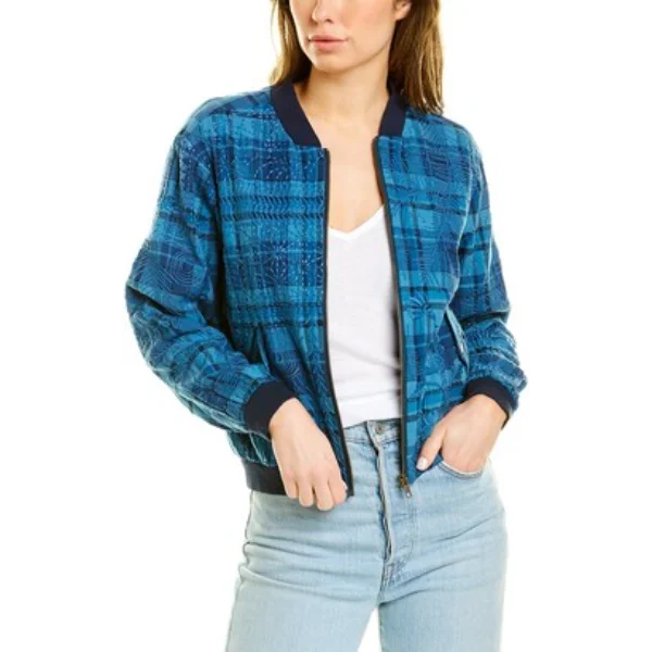 Fox and Friends May 2021 Ashley Strohmier Blue Plaid Bomber Jacket