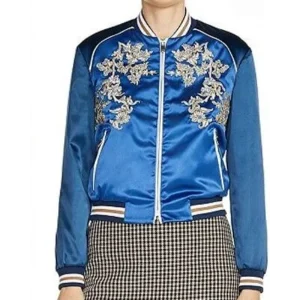 Grown-ish S2 E10 Zoey Johnson Blue Embroidered Bomber Jacket