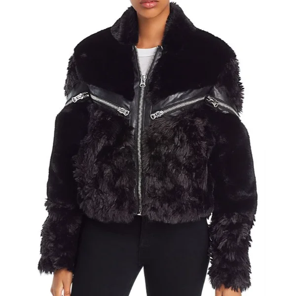 Katy Keene S1 E8 Josie McCoy Black Fur Bomber Jacket crop