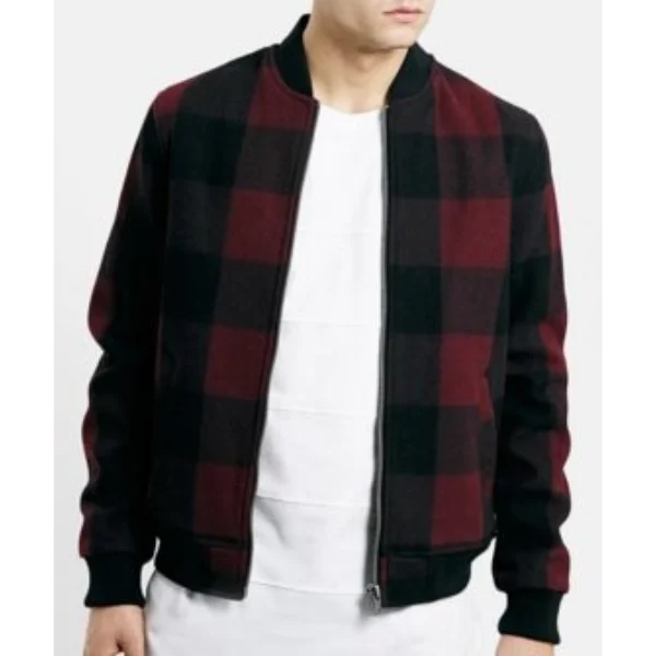 Pretty Little Liars S5 E23 Andrew Campbell Plaid Bomber Jacket crop