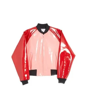 Real Housewives of New York City S13 E1 Leah McSweeney Pink and Red Bomber Jacket