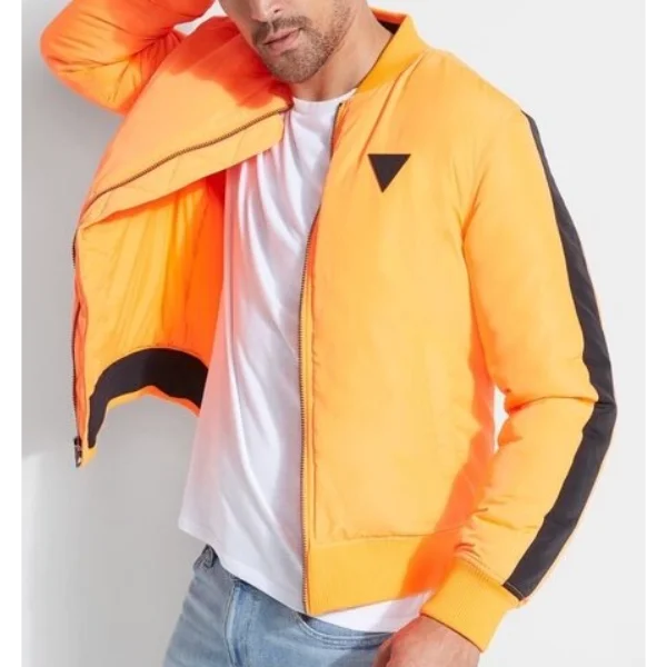 Saved By the Bell S1 E9 Devante Young Orange Bomber Jacket crop
