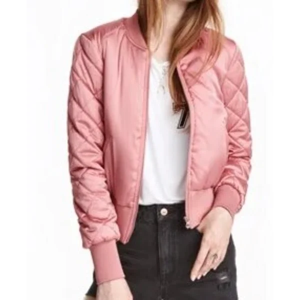 Scream Queens S2 E3 Chanel 3 Pink Quilted Bomber Jacket crop