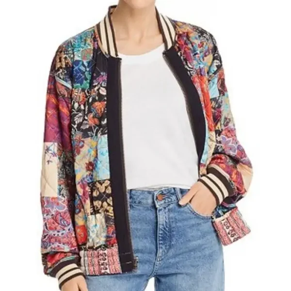 The Baby Sitters Club S1 E1 Claudia Kishi Printed Bomber Jacket crop