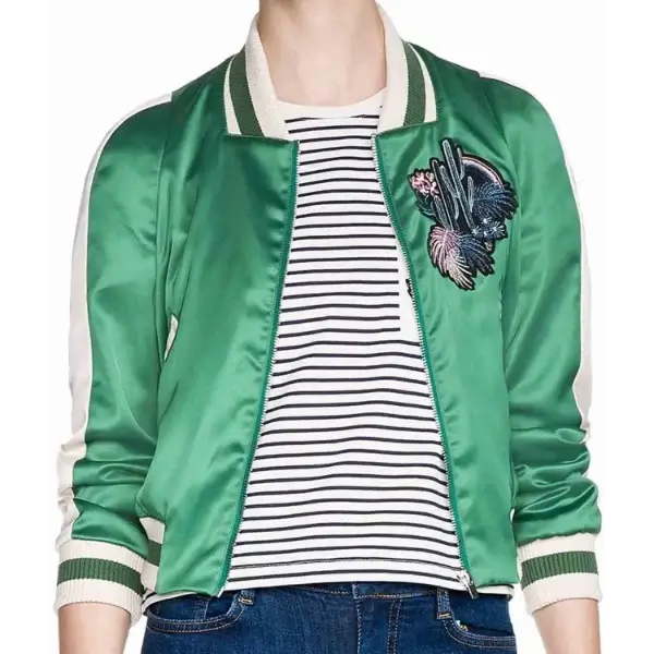 The Good Place S3 E4 Eleanor Shellstrop Green Cactus Embroidered Bomber Jacket