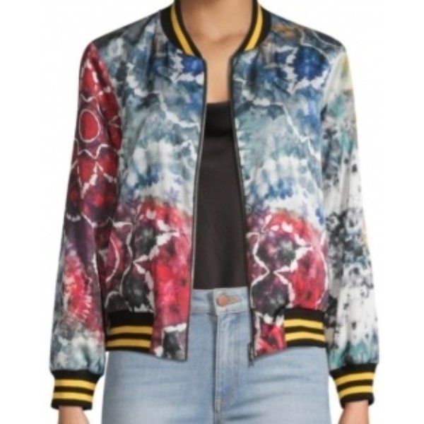 The Rachael Ray Show Sep 19 Multicolored Bomber Jacket crop