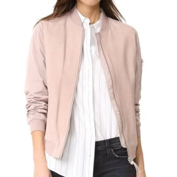 The Rookie S2 E5 Lucy Chen Pink Bomber Jacket crop