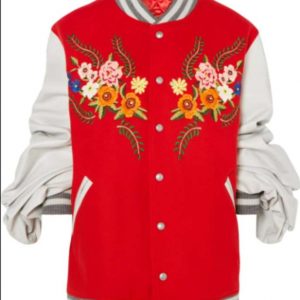 The Voice S19 Gwen Stefani Red Flowers Varsity Bomber Jacket